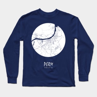 Perm, Russia City Map - Full Moon Long Sleeve T-Shirt